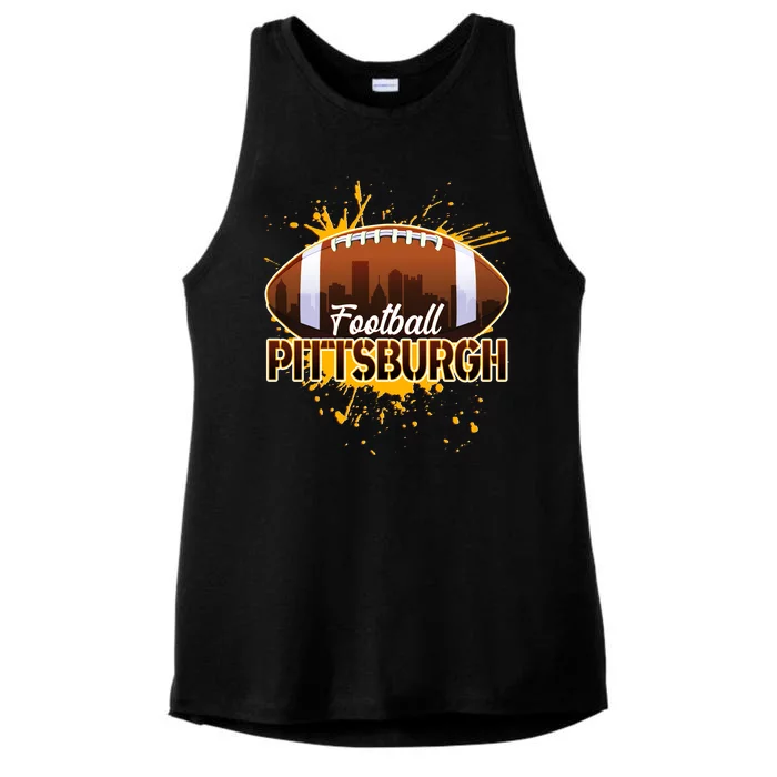 Pittsburgh Pennsylvania Skyline Football Fan Ladies Tri-Blend Wicking Tank