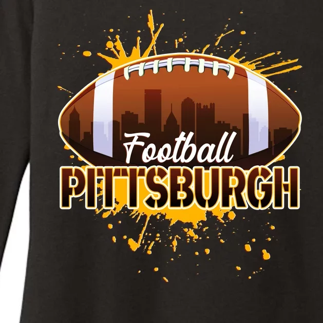 Pittsburgh Pennsylvania Skyline Football Fan Womens CVC Long Sleeve Shirt