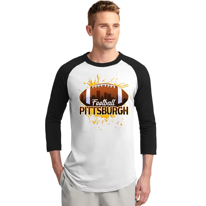 Pittsburgh Pennsylvania Skyline Football Fan Baseball Sleeve Shirt