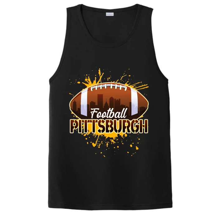 Pittsburgh Pennsylvania Skyline Football Fan Performance Tank