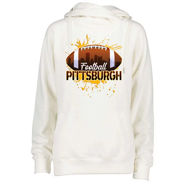 Pittsburgh Pennsylvania Skyline Football Fan Womens Funnel Neck Pullover Hood