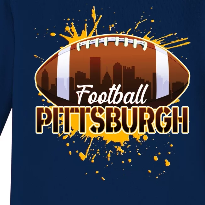 Pittsburgh Pennsylvania Skyline Football Fan Baby Long Sleeve Bodysuit