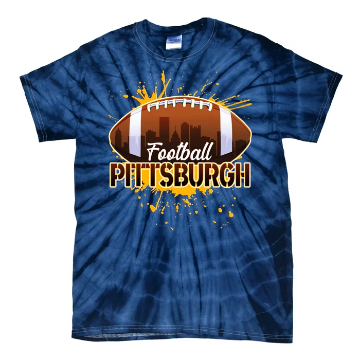 Pittsburgh Pennsylvania Skyline Football Fan Tie-Dye T-Shirt