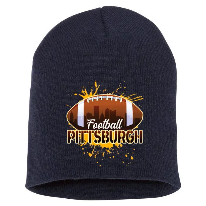 Pittsburgh Pennsylvania Skyline Football Fan Short Acrylic Beanie