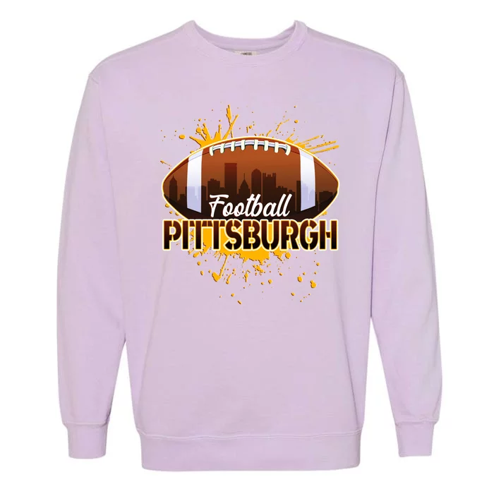 Pittsburgh Pennsylvania Skyline Football Fan Garment-Dyed Sweatshirt