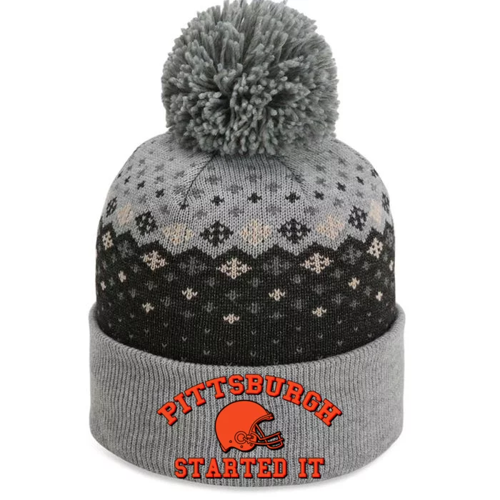 Pittsburgh Started It Football The Baniff Cuffed Pom Beanie