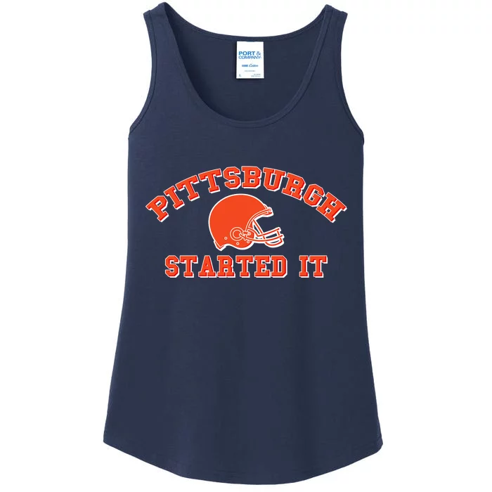 Pittsburgh Started It Football Ladies Essential Tank