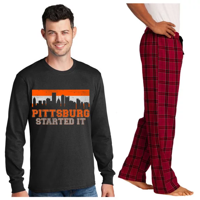 Pittsburgh Started It Skyline Long Sleeve Pajama Set