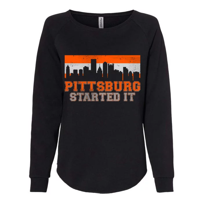 Pittsburgh Started It Skyline Womens California Wash Sweatshirt