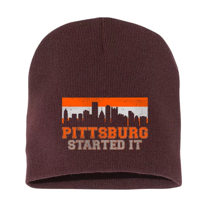 Pittsburgh Started It Skyline Short Acrylic Beanie