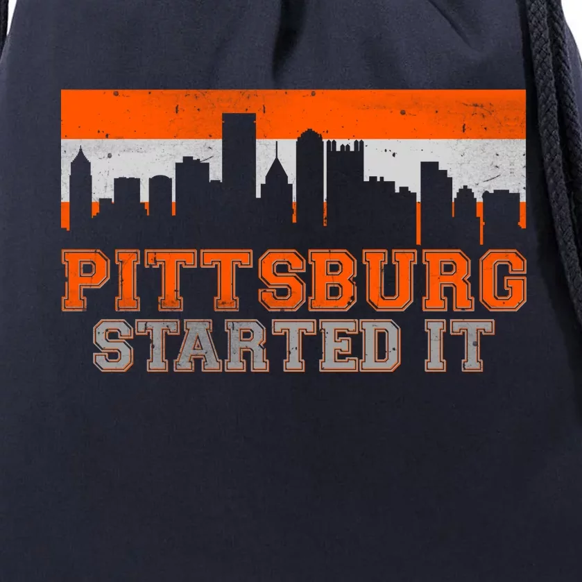 Pittsburgh Started It Skyline Drawstring Bag