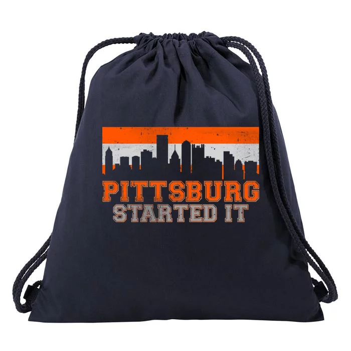 Pittsburgh Started It Skyline Drawstring Bag