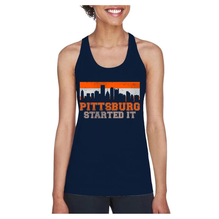 Pittsburgh Started It Skyline Women's Racerback Tank