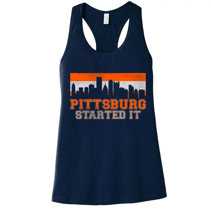 Pittsburgh Started It Skyline Women's Racerback Tank