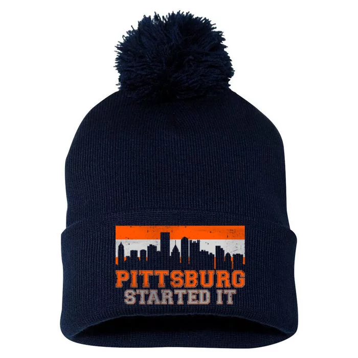 Pittsburgh Started It Skyline Pom Pom 12in Knit Beanie