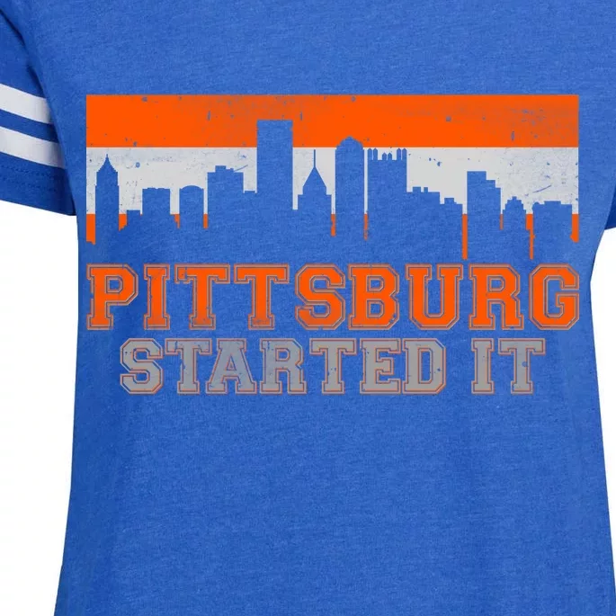 Pittsburgh Started It Skyline Enza Ladies Jersey Football T-Shirt