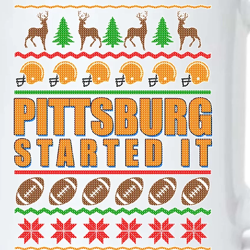 Pittsburgh Started It Ugly Christmas Sweater Black Color Changing Mug