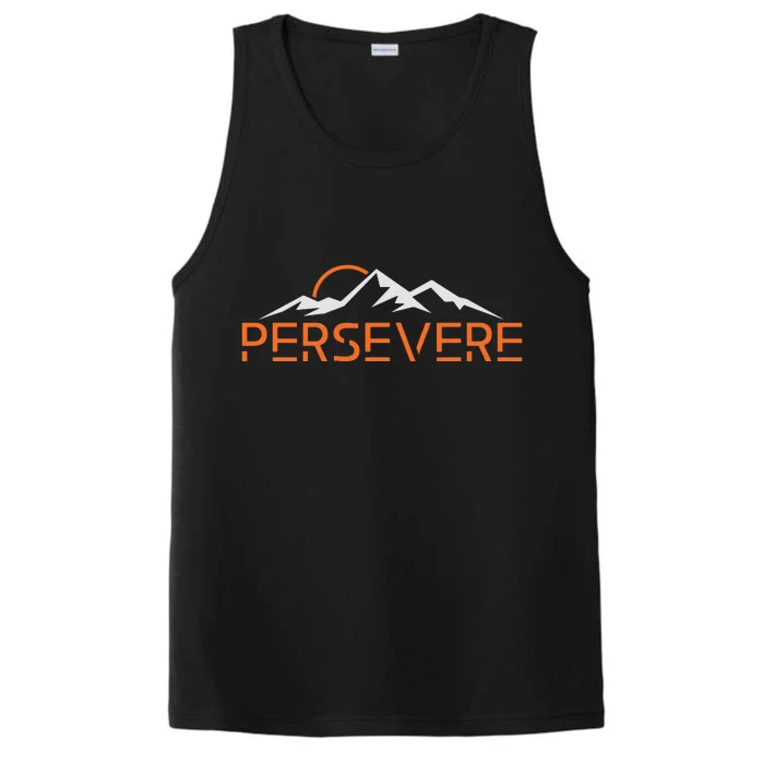 Persevere Inspirational Uplifting Positive Mountain Graphic Performance Tank