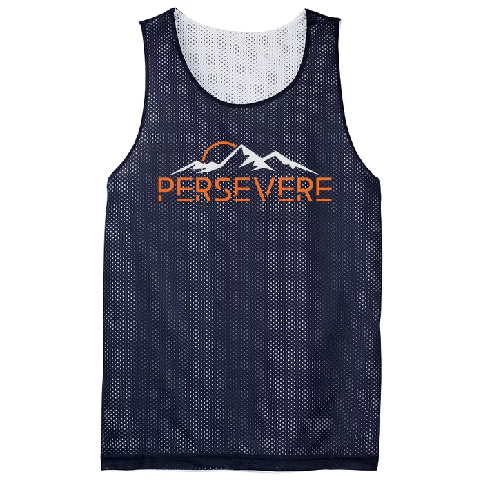 Persevere Inspirational Uplifting Positive Mountain Graphic Mesh Reversible Basketball Jersey Tank