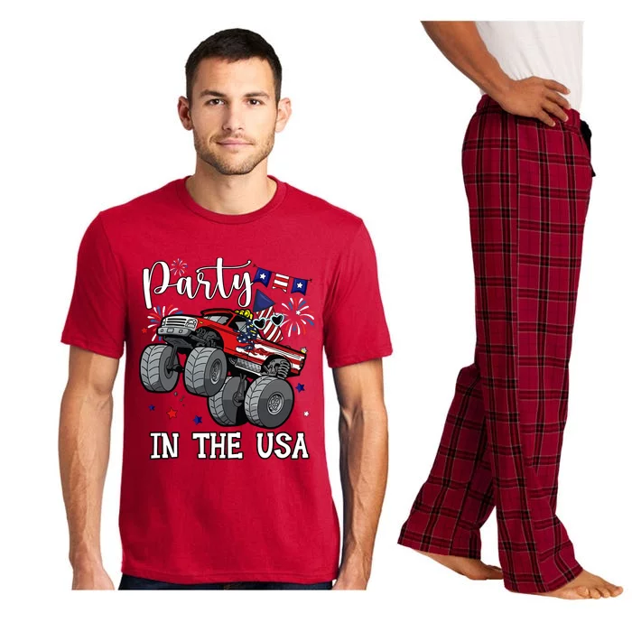 Party In Usa Monster Truck Us Flag Boy America Pajama Set