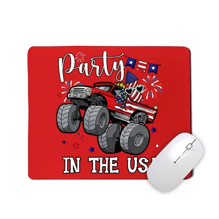 Party In Usa Monster Truck Us Flag Boy America Mousepad