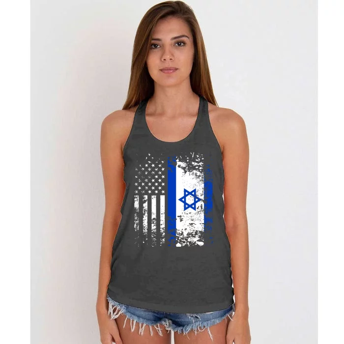 Proud Israeli Usa Flag Patriotic Pride American Israel Flag Gift Women's Knotted Racerback Tank