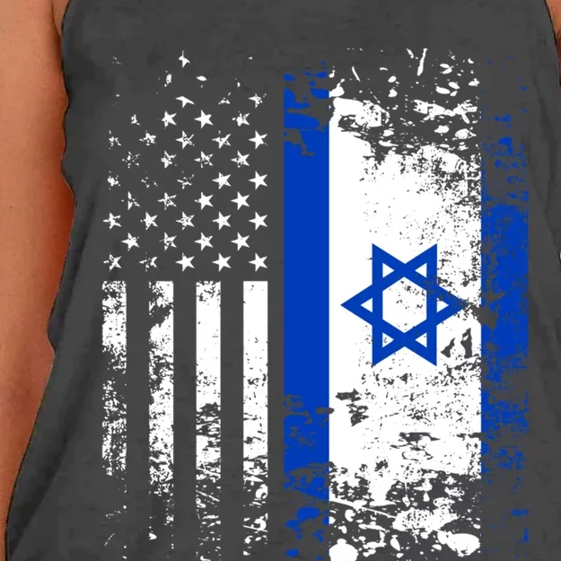 Proud Israeli Usa Flag Patriotic Pride American Israel Flag Gift Women's Knotted Racerback Tank