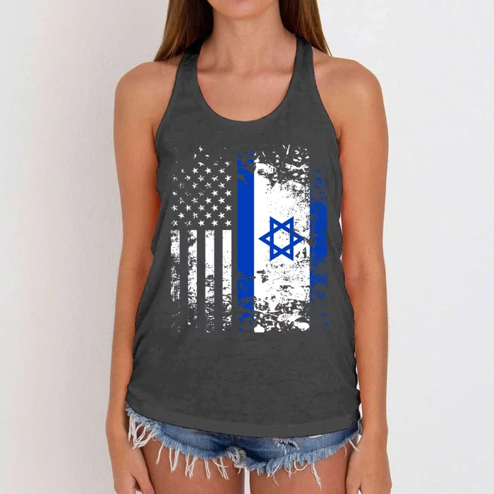 Proud Israeli Usa Flag Patriotic Pride American Israel Flag Gift Women's Knotted Racerback Tank