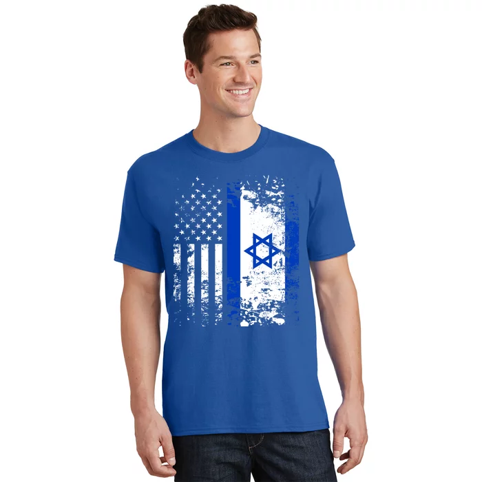 Proud Israeli Usa Flag Patriotic Pride American Israel Flag Gift T-Shirt