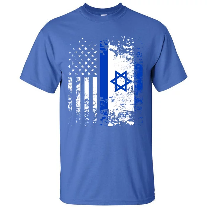 Proud Israeli Usa Flag Patriotic Pride American Israel Flag Gift Tall T-Shirt