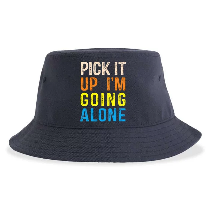 Pick It Up I’m Going Alone Funny Euchre Player Sustainable Bucket Hat