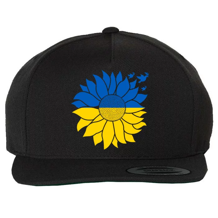 Peace in Ukraine Sunflower Design for Wo Ukrainian Flag Wool Snapback Cap