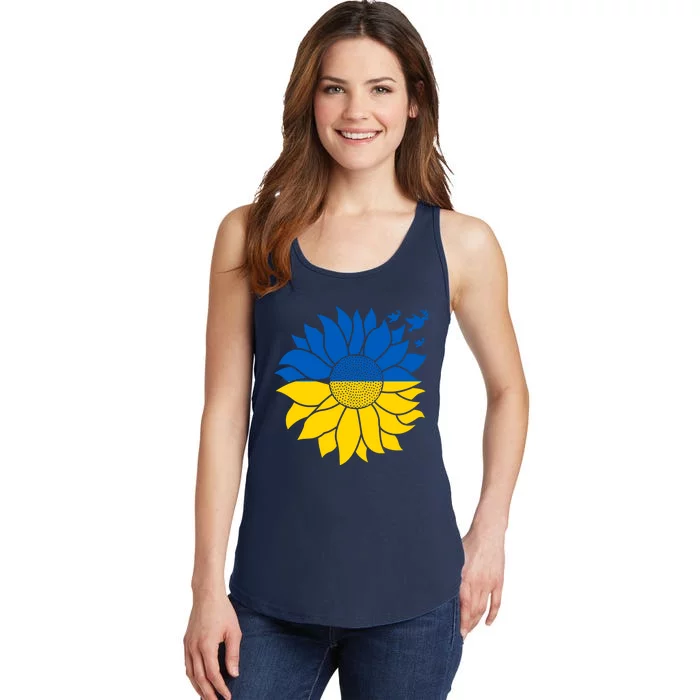 Peace in Ukraine Sunflower Design for Wo Ukrainian Flag Ladies Essential Tank