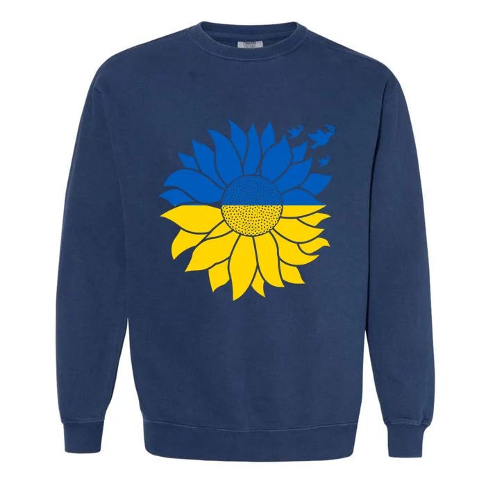 Peace in Ukraine Sunflower Design for Wo Ukrainian Flag Garment-Dyed Sweatshirt