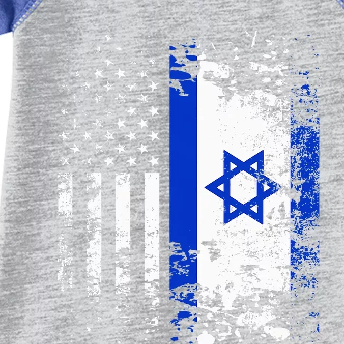 Proud Israeli Usa Flag Patriotic Pride American Israel Flag Infant Baby Jersey Bodysuit