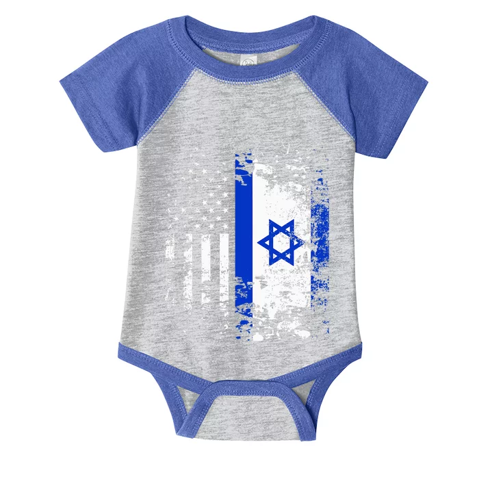 Proud Israeli Usa Flag Patriotic Pride American Israel Flag Infant Baby Jersey Bodysuit