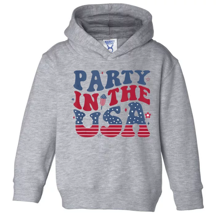 Party In Usa 4th Of July Flag American Toddler Hoodie