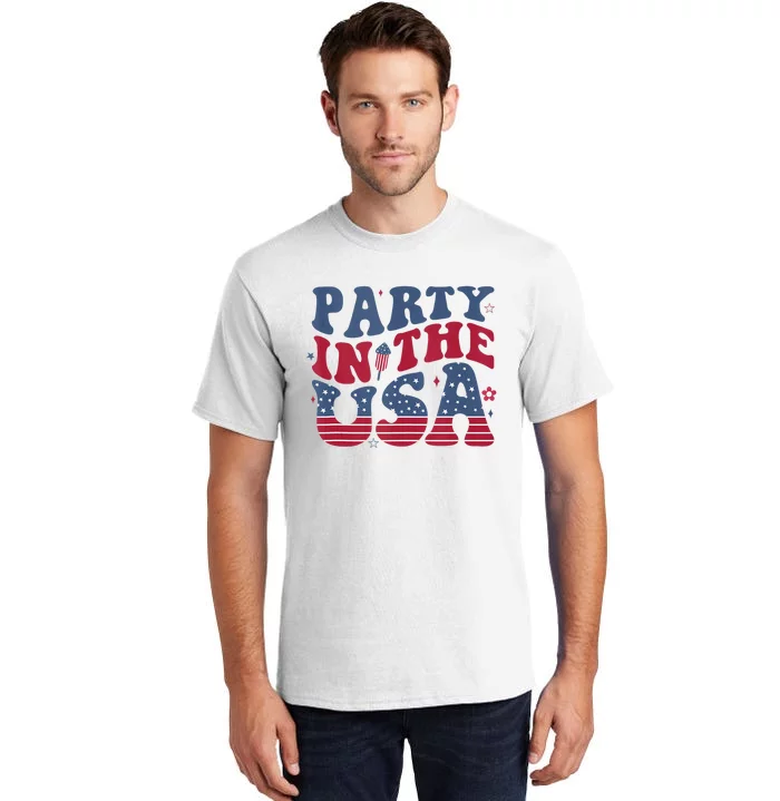 Party In Usa 4th Of July Flag American Tall T-Shirt