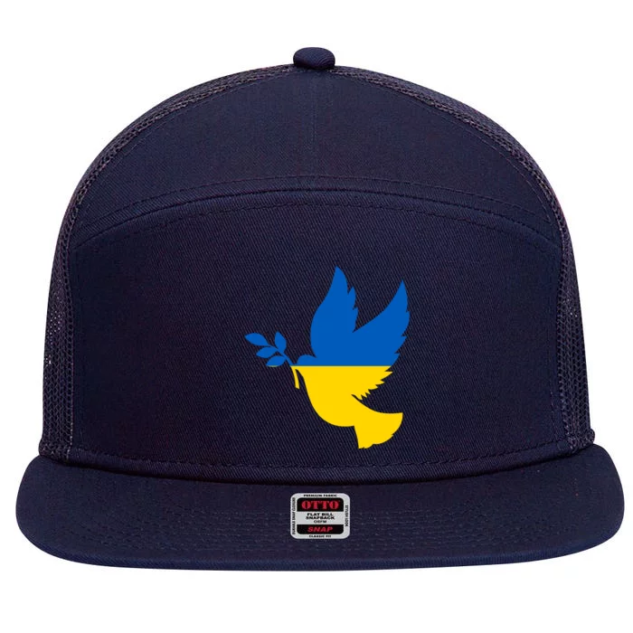 Peace In Ukraine Dove 7 Panel Mesh Trucker Snapback Hat