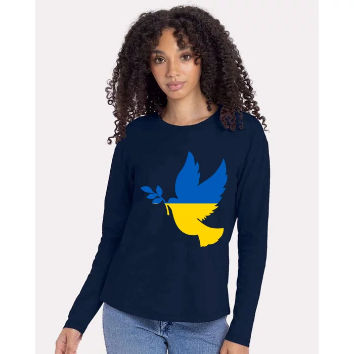 Peace In Ukraine Dove Womens Cotton Relaxed Long Sleeve T-Shirt