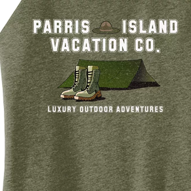 Parris Island Vacation Co Luxury Outdoor Adventures Funny Women’s Perfect Tri Rocker Tank