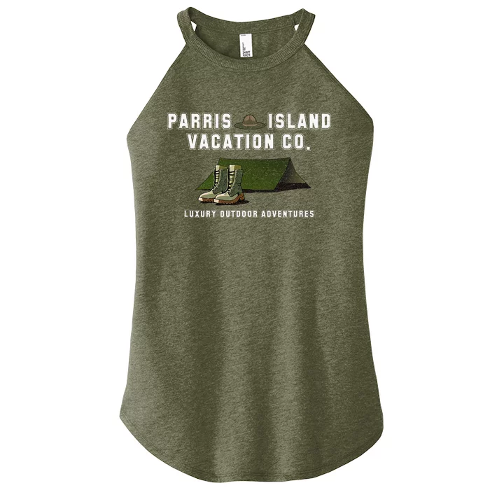 Parris Island Vacation Co Luxury Outdoor Adventures Funny Women’s Perfect Tri Rocker Tank