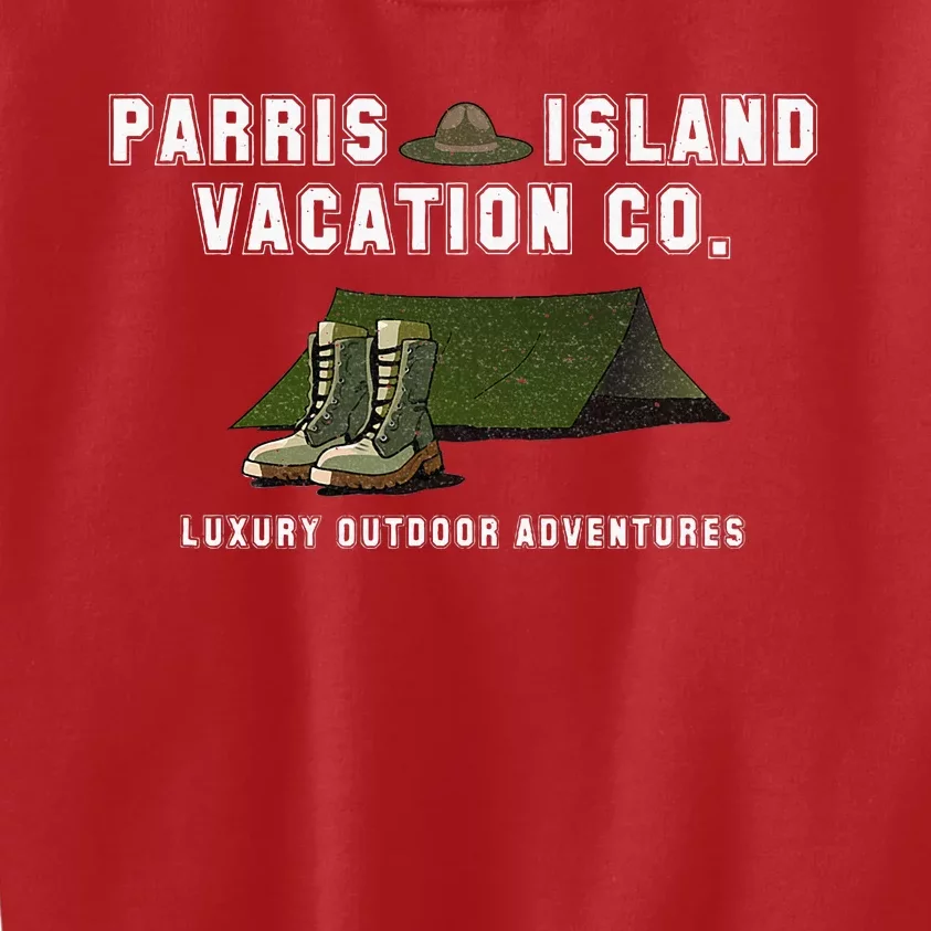 Parris Island Vacation Co Luxury Outdoor Adventures Funny Kids Sweatshirt