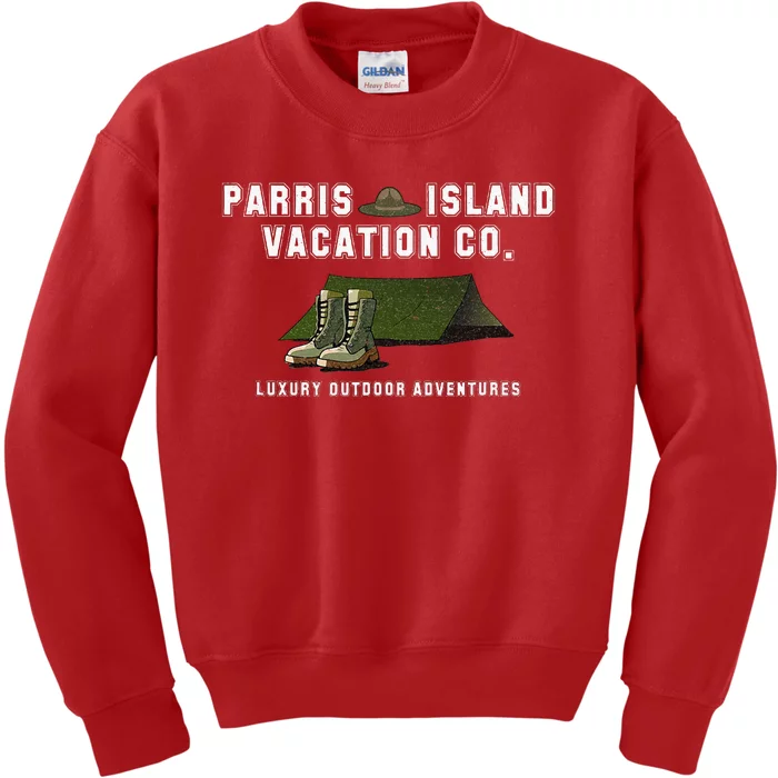 Parris Island Vacation Co Luxury Outdoor Adventures Funny Kids Sweatshirt