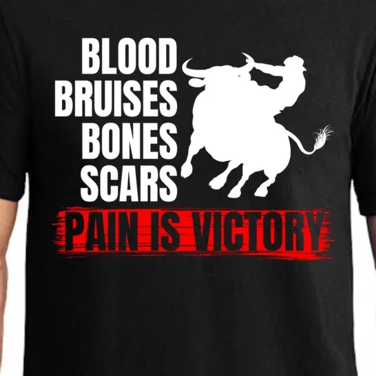 Pain Is Victory Bull Riding Funny Hoodie Rodeo Rider Gift Pajama Set