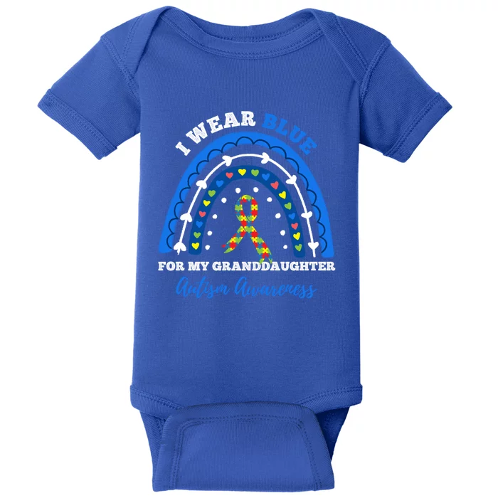 Puzzle I Wear Blue For Granddaughter Autism Awareness Month Gift Baby Bodysuit