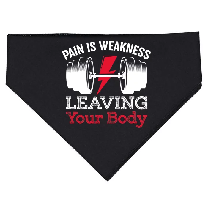 Pain Is Weakness Leaving Your Body Funny Workout Gym Fitness USA-Made Doggie Bandana