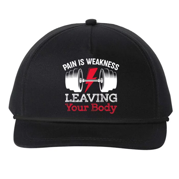 Pain Is Weakness Leaving Your Body Funny Workout Gym Fitness Snapback Five-Panel Rope Hat