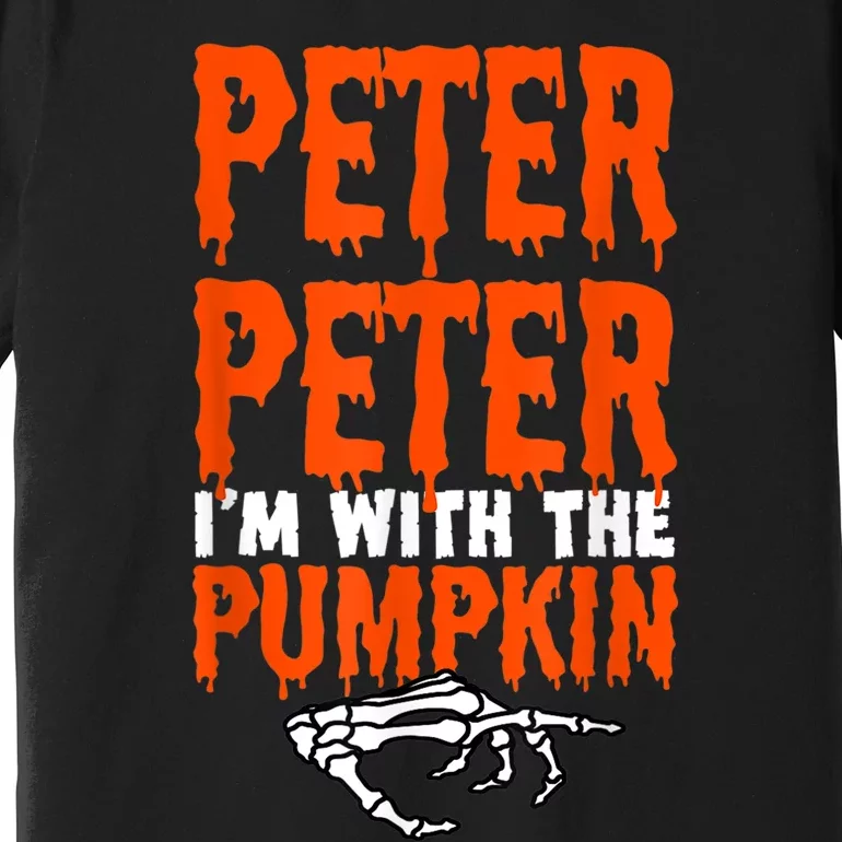 Peter I'm With The Pumpkin Halloween Costume Couple Premium T-Shirt