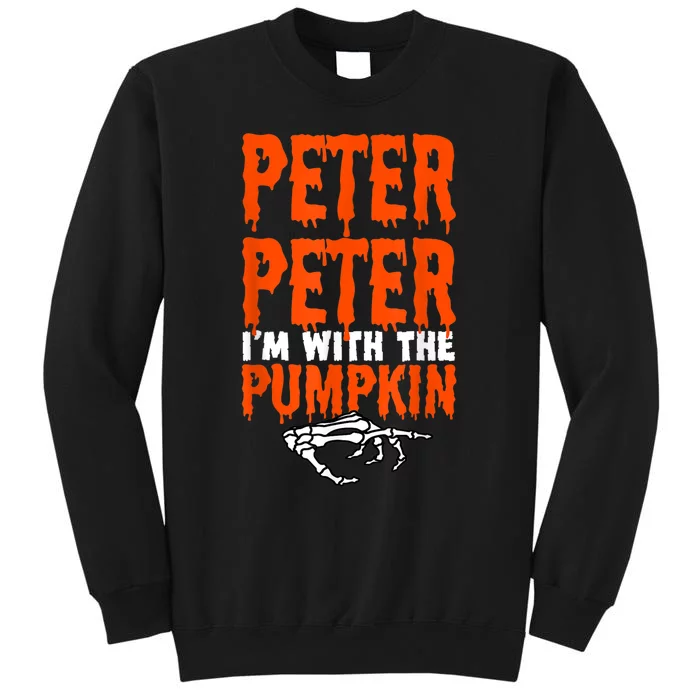 Peter I'm With The Pumpkin Halloween Costume Couple Tall Sweatshirt